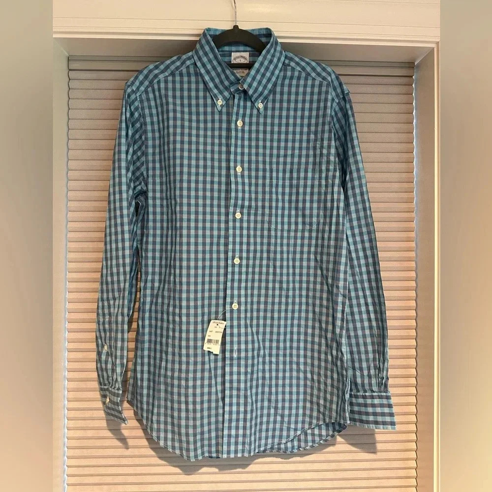 Brooks Brothers blue gingham NWT button down shirt